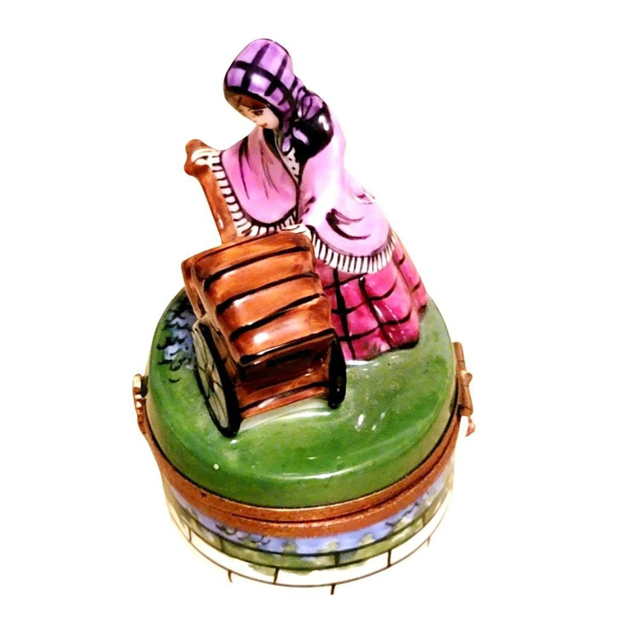 Woman with Baby Carriage Limoges Box Porcelain Limoges baby figurine women French Trinket Box