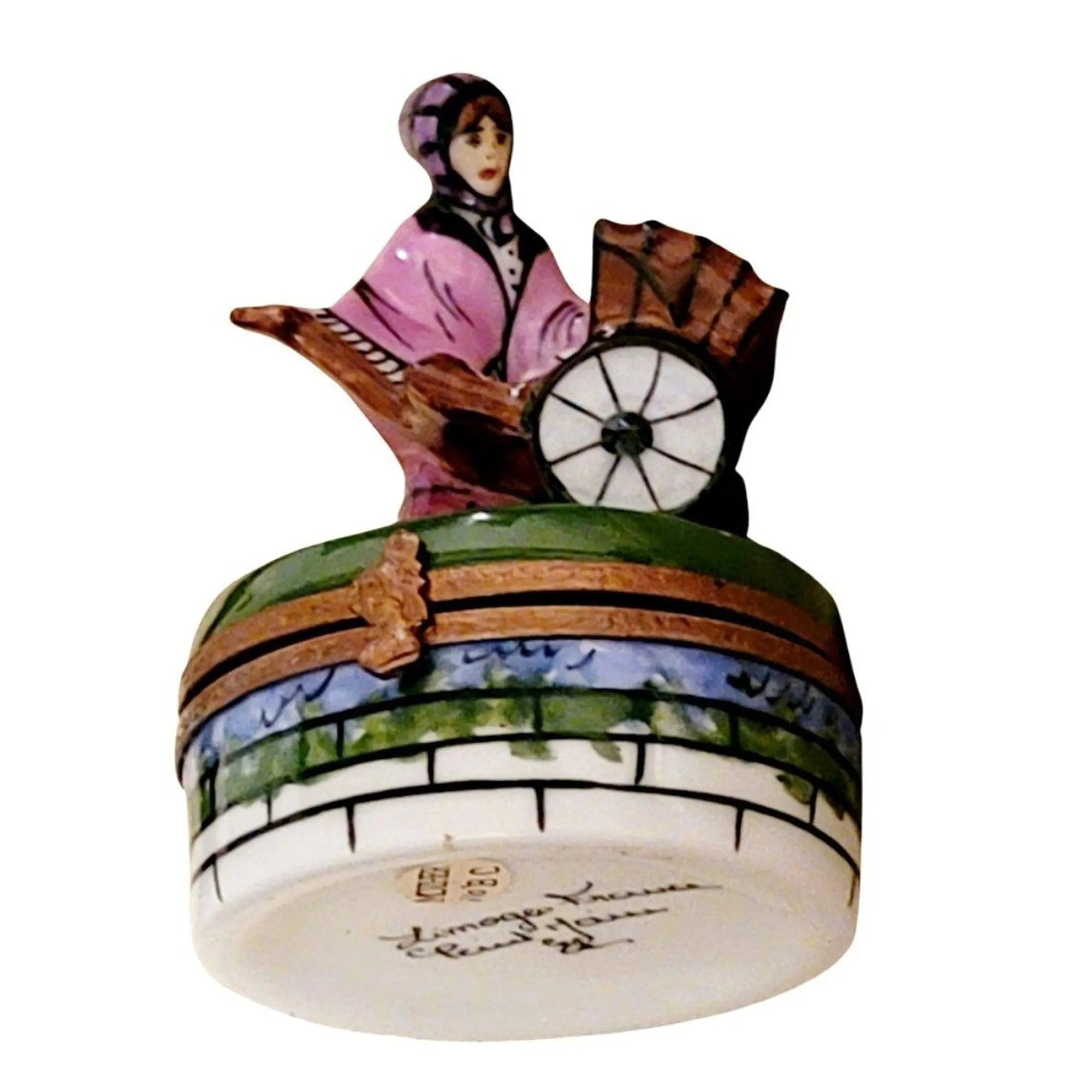 Woman with Baby Carriage Limoges Box Porcelain Limoges baby figurine women French Trinket Box