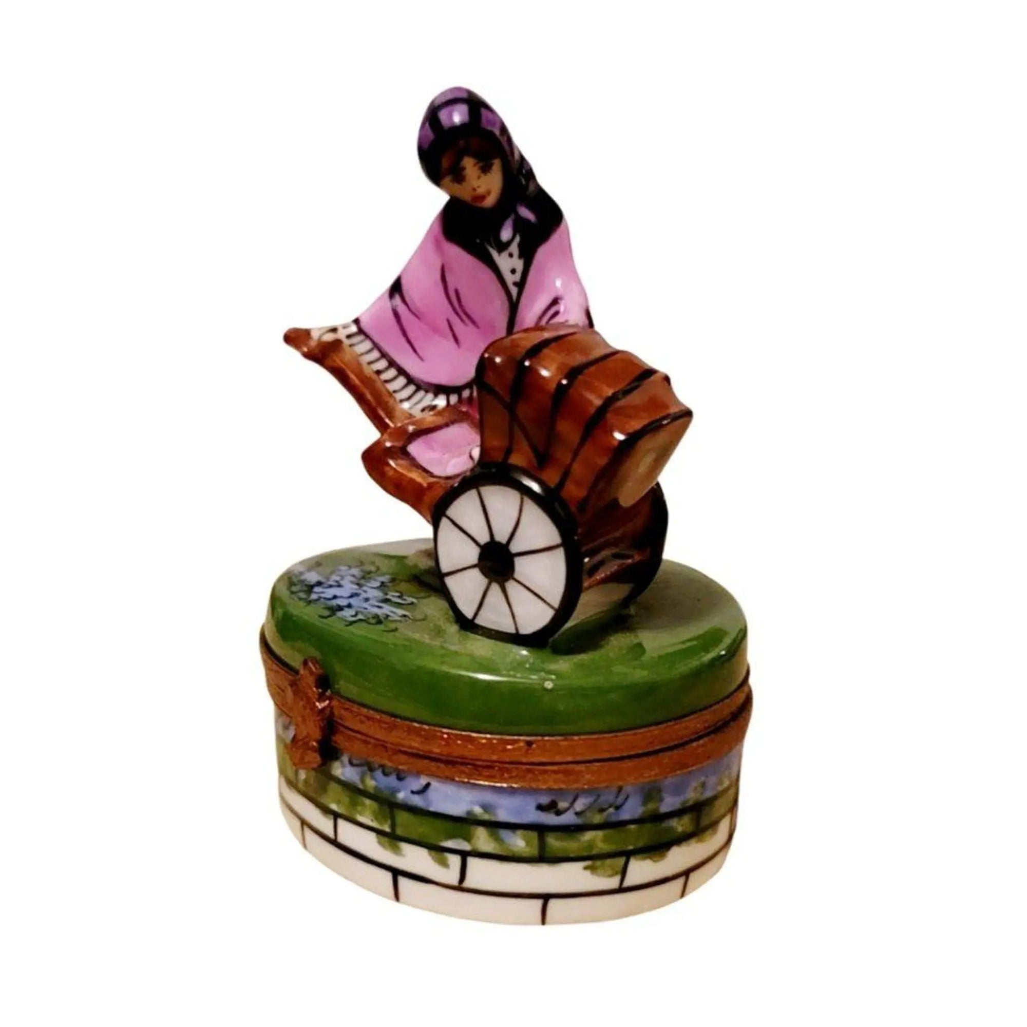 Woman with Baby Carriage Limoges Box Porcelain Limoges baby figurine women French Trinket Box