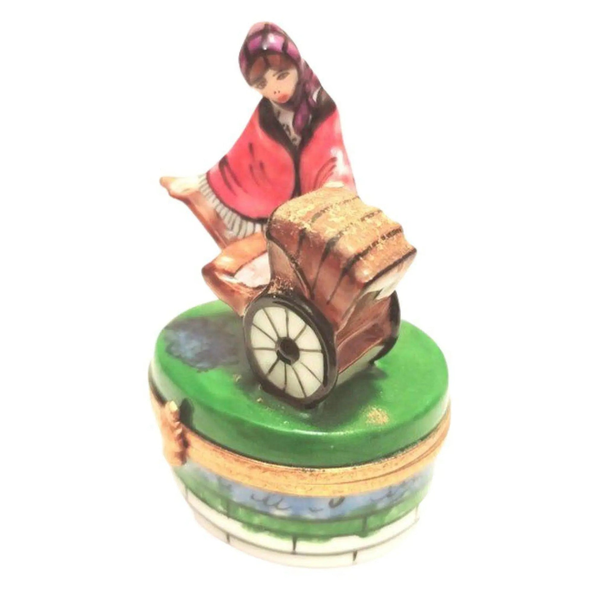 Woman with Baby Carriage Limoges Box Porcelain Limoges baby figurine women French Trinket Box