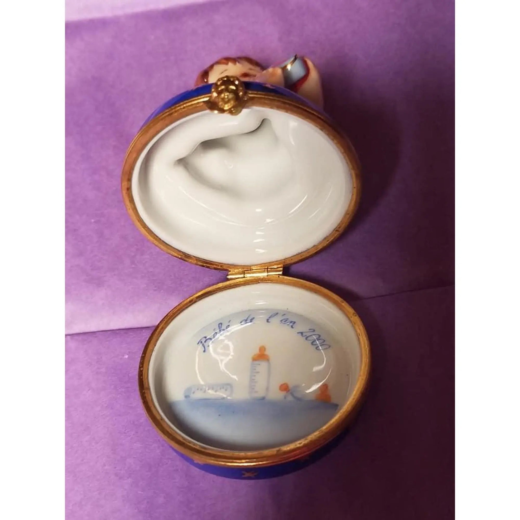 Year 2000 Baby Boy Keepsake Porcelain Limoges baby maternity limoges boxes French Trinket Box