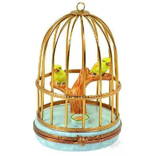 Yellow Canaries Porcelain Limoges bird birds French Trinket Box
