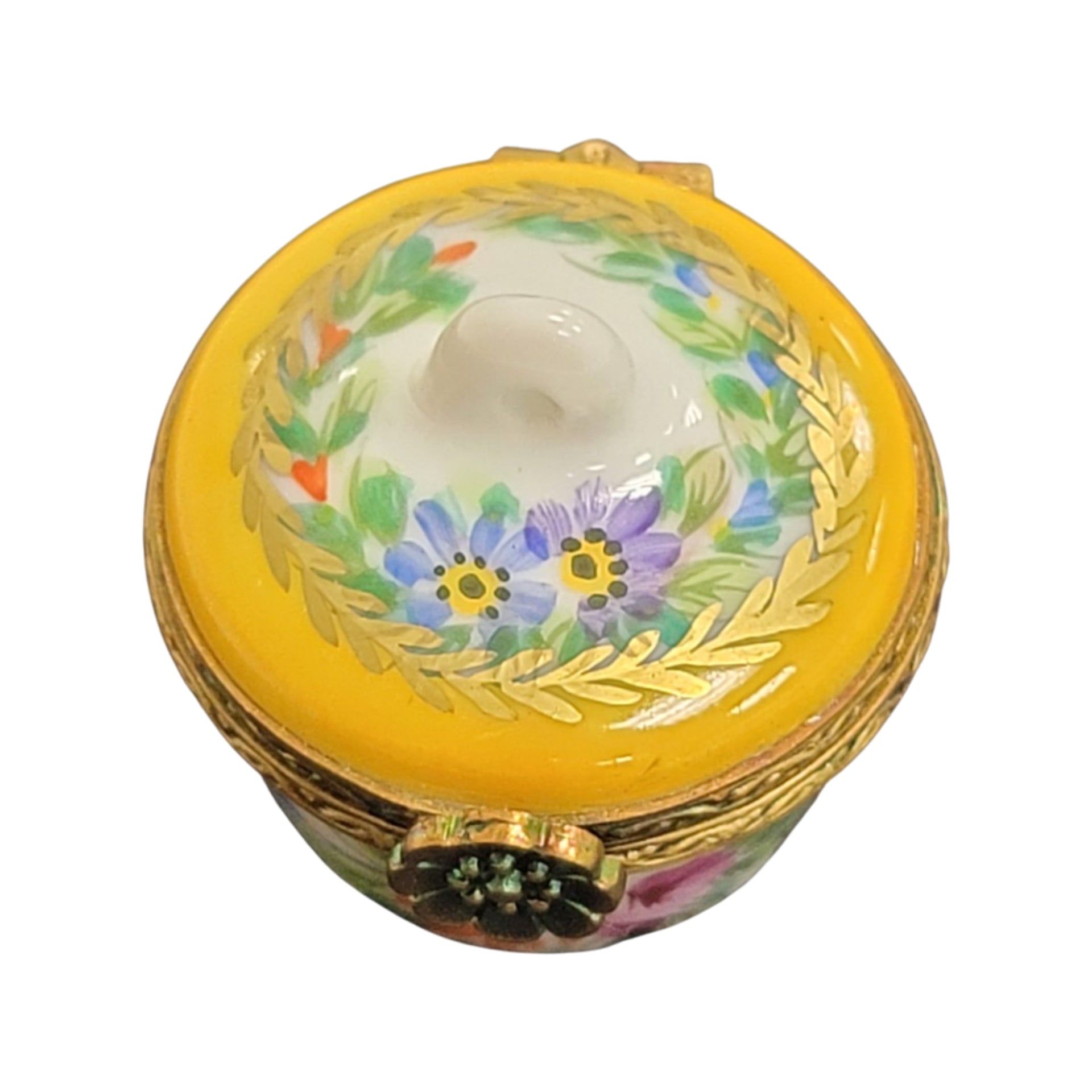 Yellow Crown Floral Limoges Box Porcelain Limoges LIMOGES BOXES traditional French Trinket Box