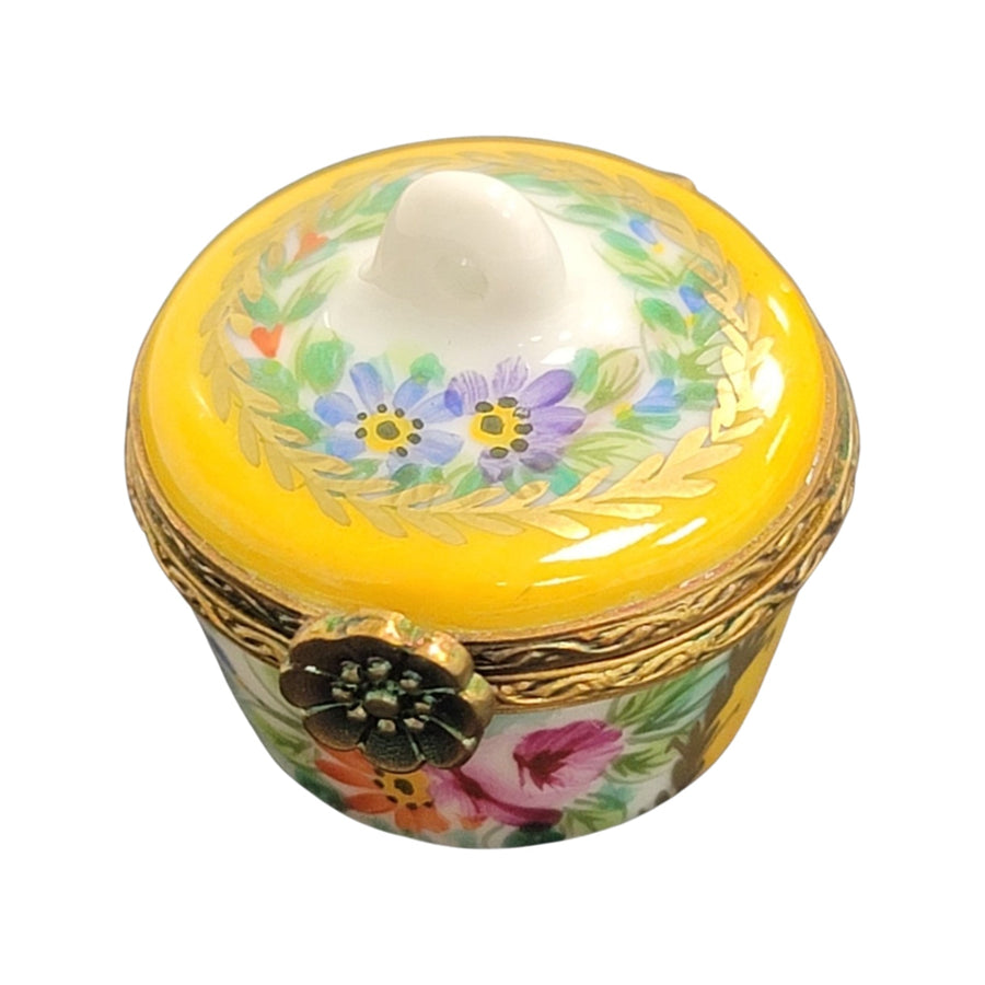 Yellow Crown Floral Limoges Box Porcelain Limoges LIMOGES BOXES traditional French Trinket Box