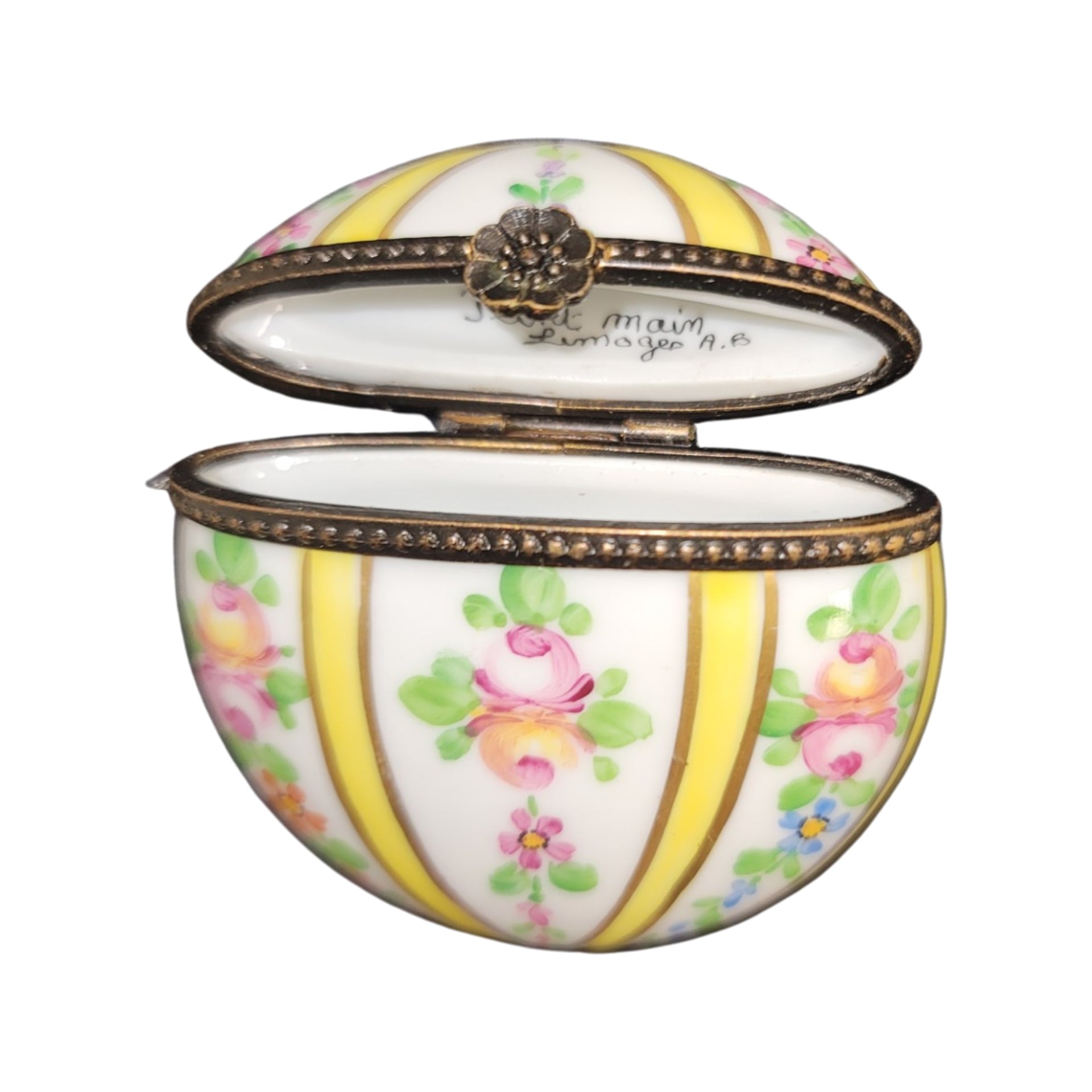 Elegant Yellow Floral Limoges Box Porcelain Limoges LIMOGES BOXES traditional French Trinket Box