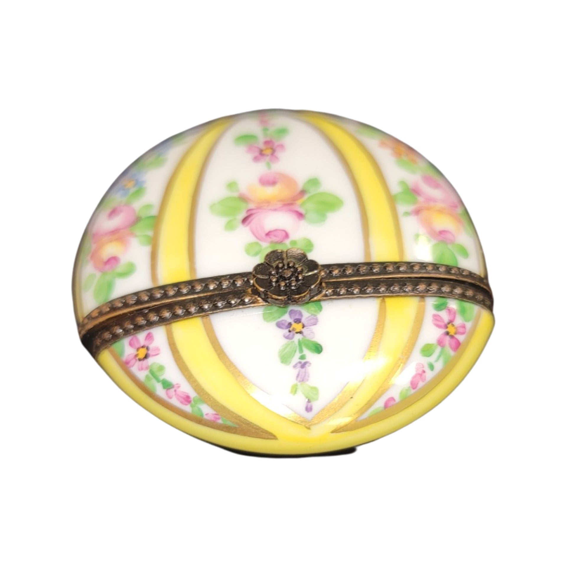 Elegant Yellow Floral Limoges Box Porcelain Limoges LIMOGES BOXES traditional French Trinket Box