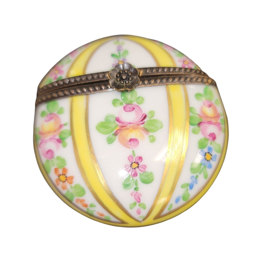 Elegant Yellow Floral Limoges Box Porcelain Limoges LIMOGES BOXES traditional French Trinket Box