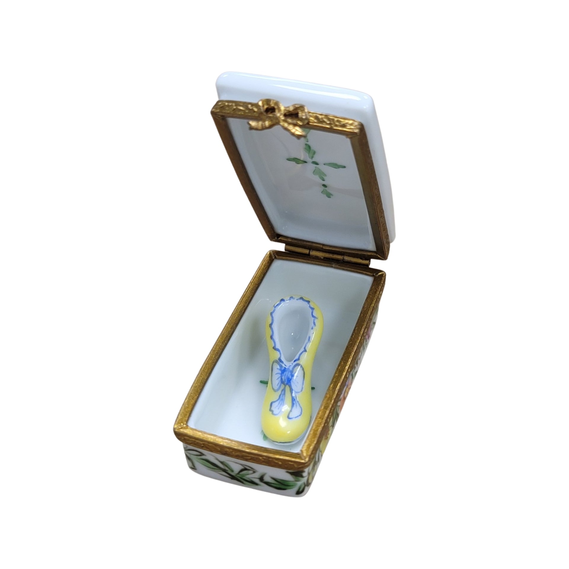 Yellow Floral Shoe Limoges Box Porcelain Limoges shoes fashion figurine LIMOGES BOXES French Trinket Box