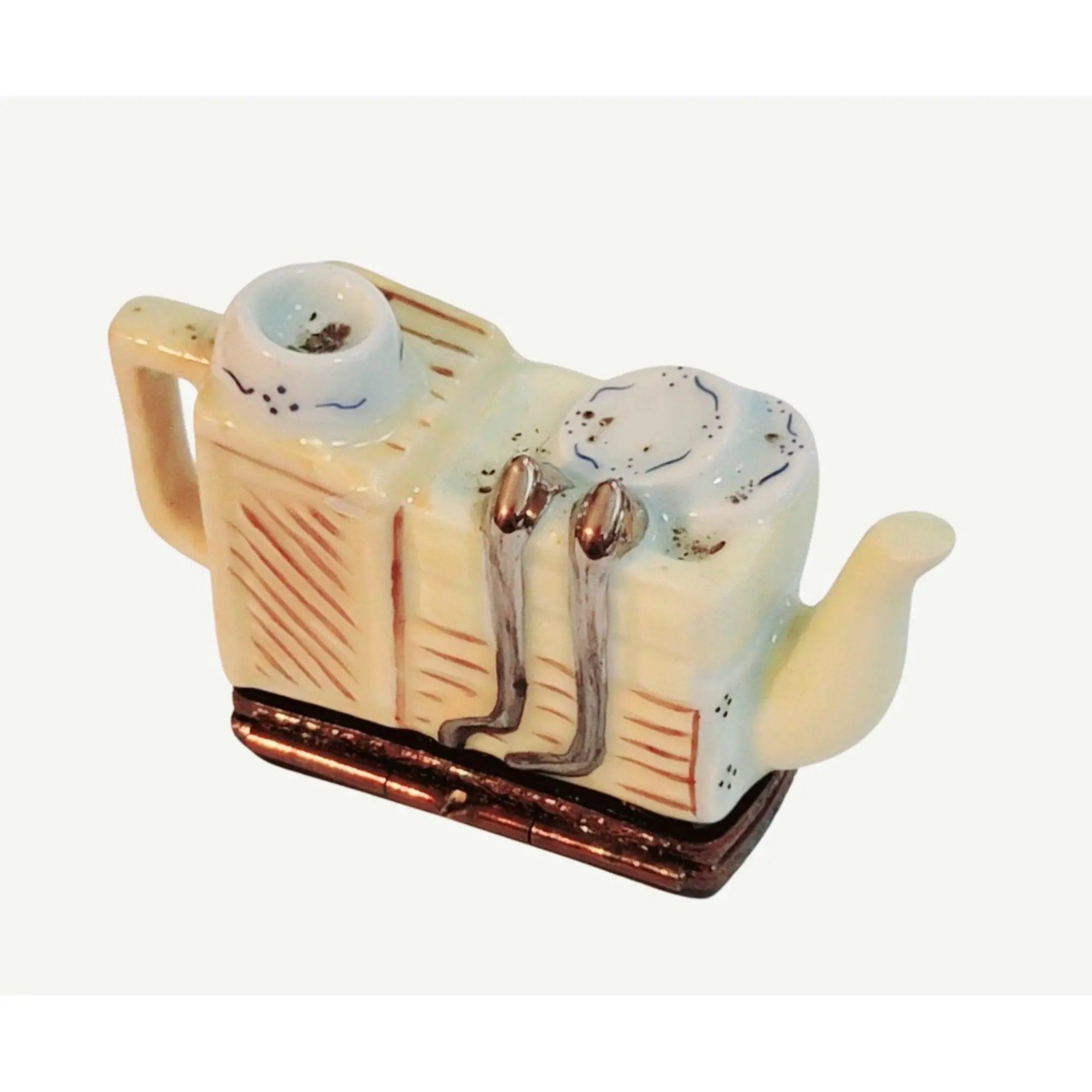 Yellow Kitchen Sink Teapot Box Porcelain Limoges China Home French Trinket Box