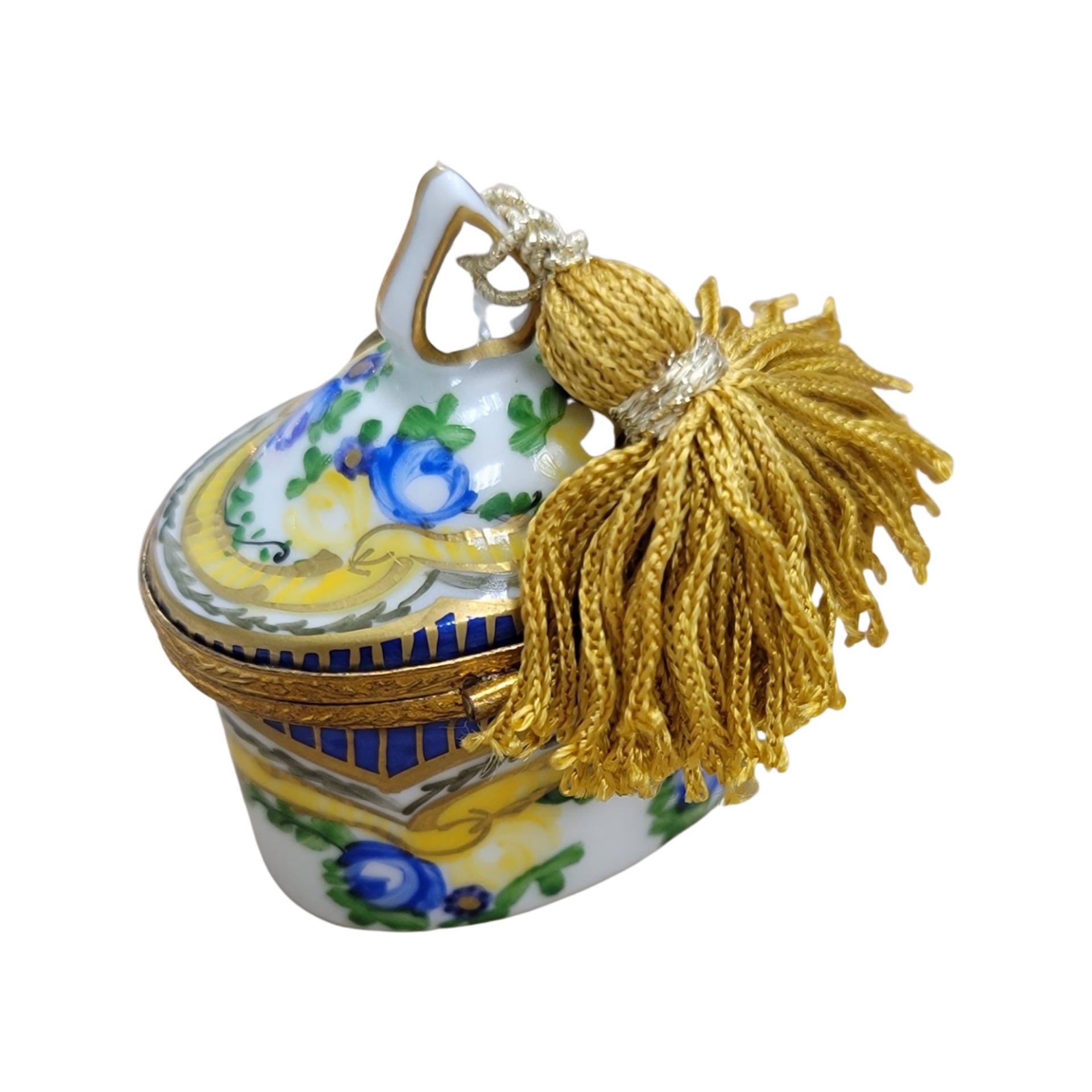 Yellow Blue Porcelain Treasure Porcelain Limoges LIMOGES BOXES traditional French Trinket Box
