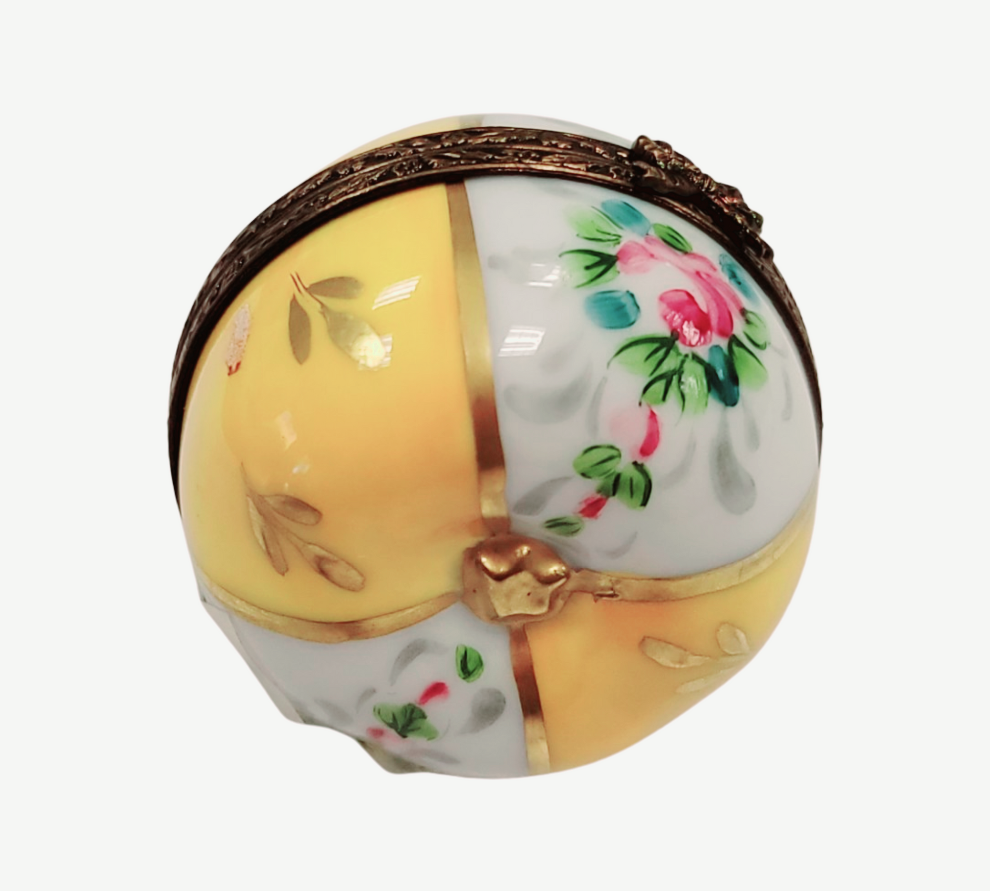 Yellow Pear Floral Limoges Box Porcelain Limoges fruit Vegetable French Trinket Box