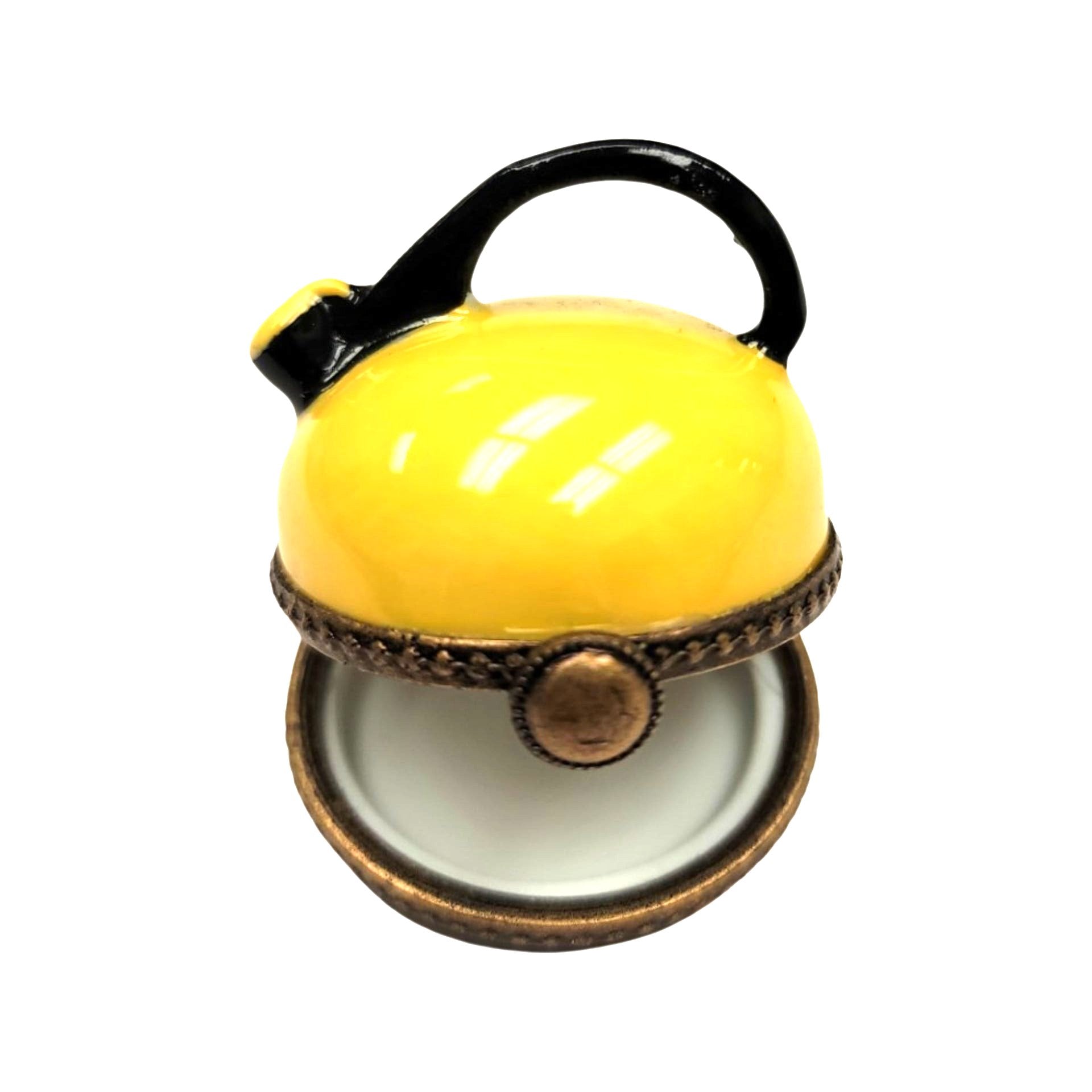 Yellow Porcelain Tea Kettle Box Porcelain Limoges Home French Trinket Box