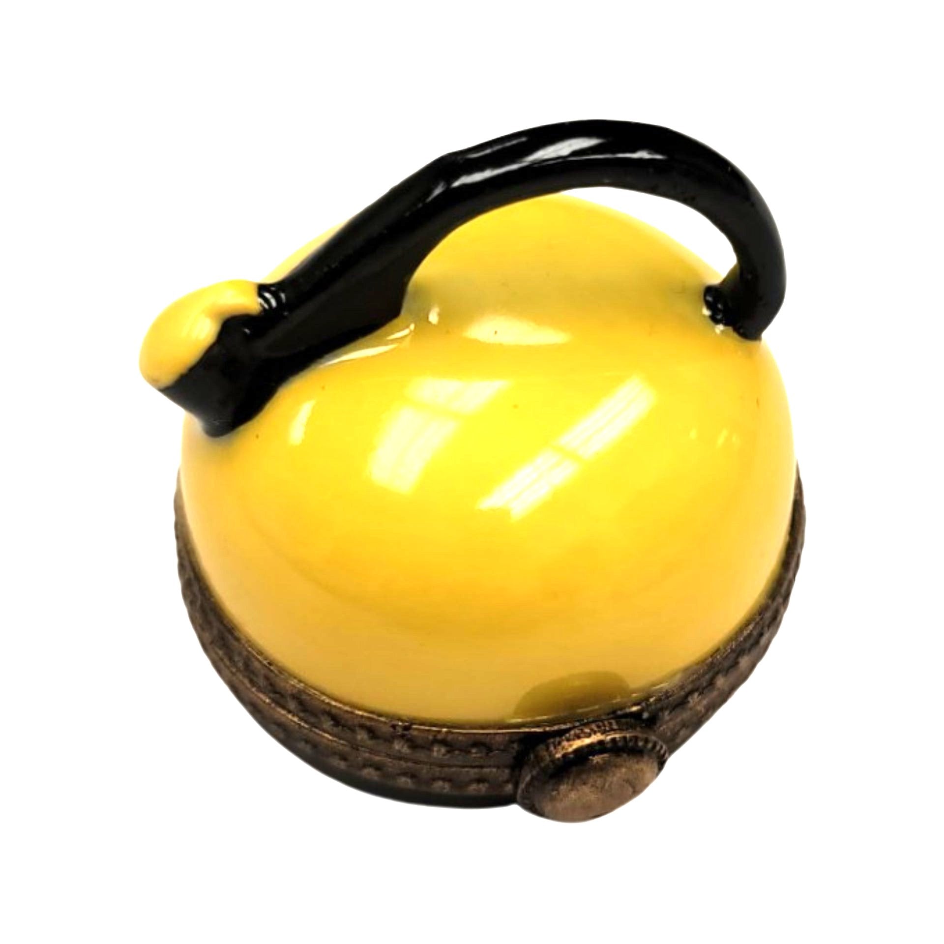 Yellow Porcelain Tea Kettle Box Porcelain Limoges Home French Trinket Box