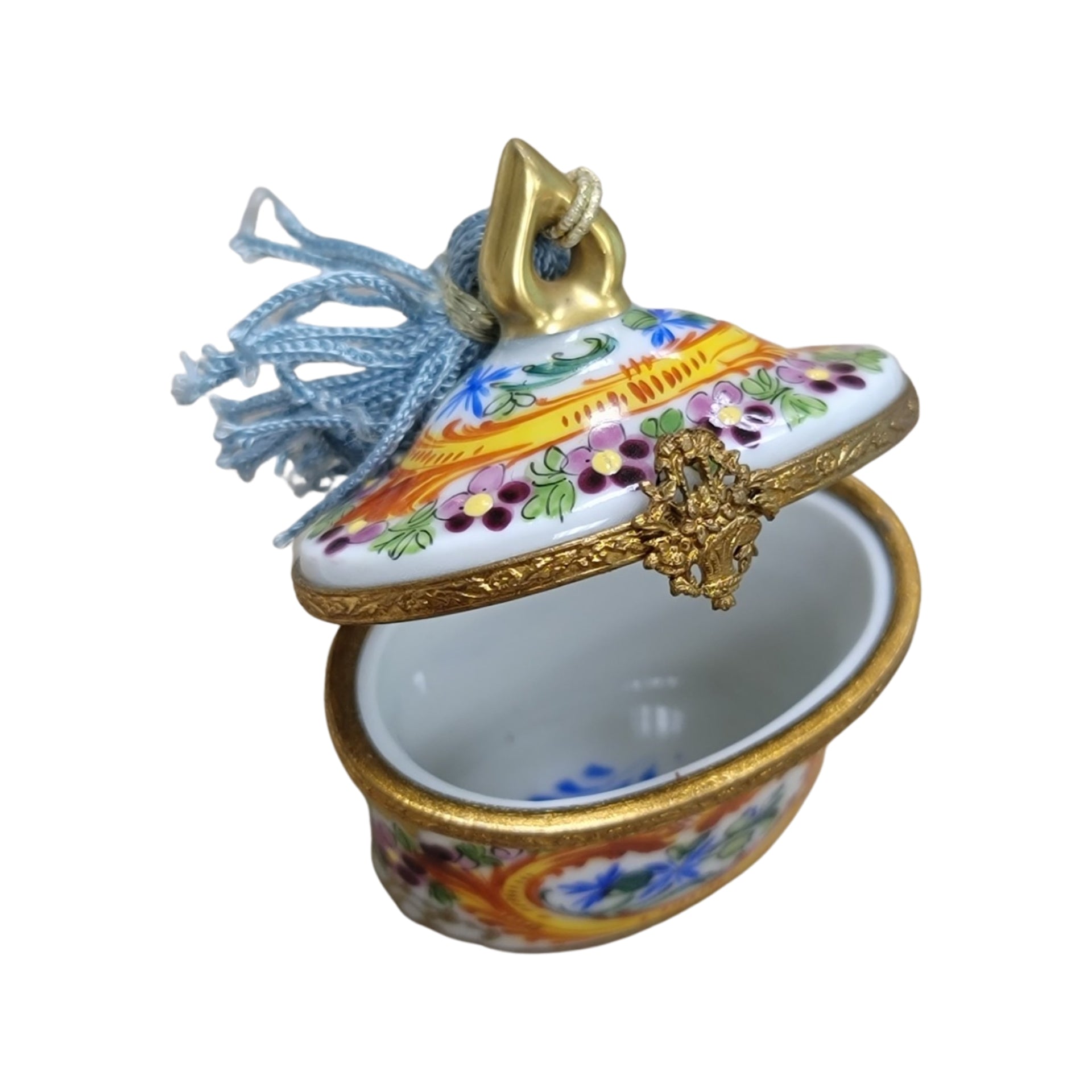 Elegant Yellow Red Limoges Box Porcelain Limoges LIMOGES BOXES traditional French Trinket Box