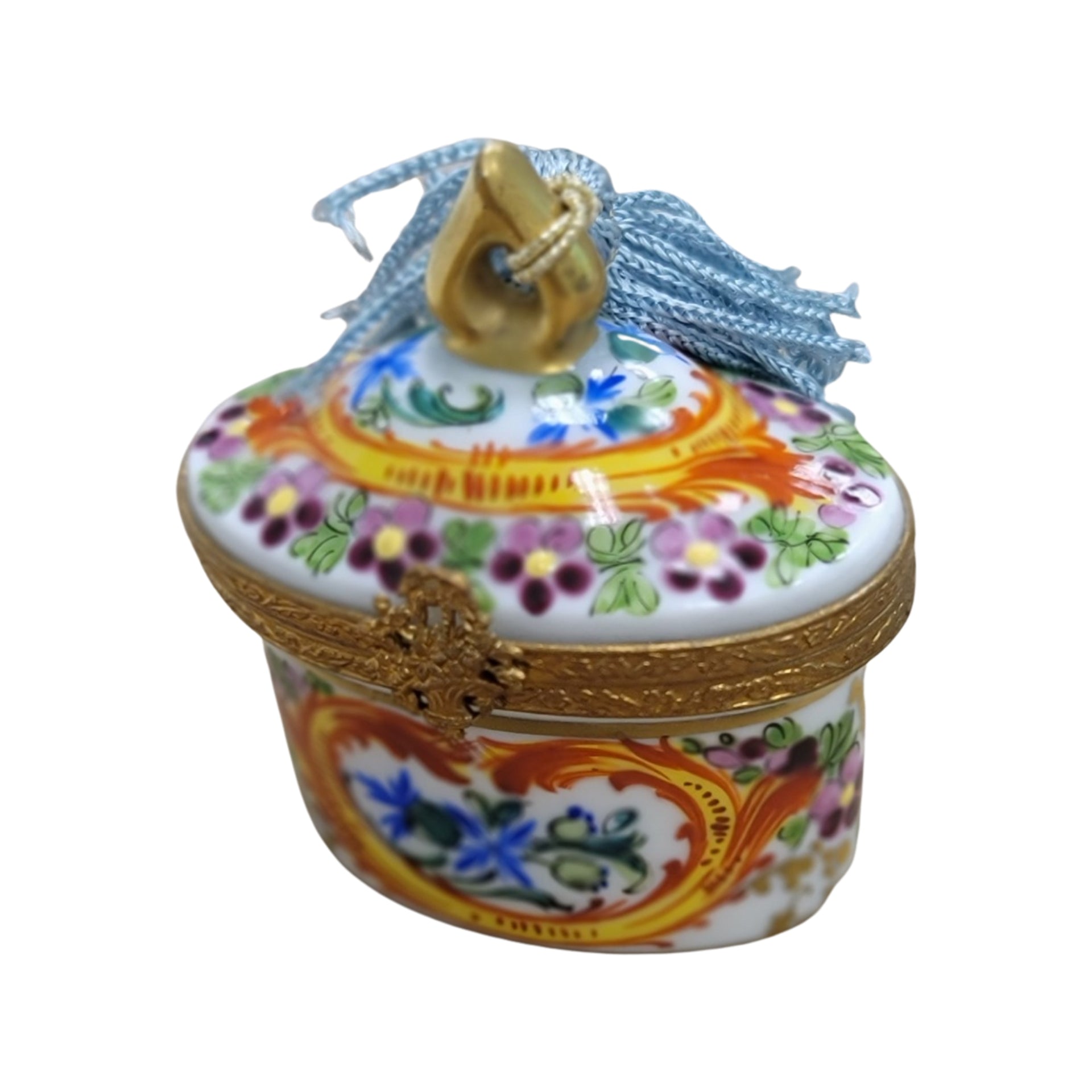 Elegant Yellow Red Limoges Box Porcelain Limoges LIMOGES BOXES traditional French Trinket Box