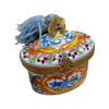 Elegant Yellow Red Limoges Box Porcelain Limoges LIMOGES BOXES traditional French Trinket Box