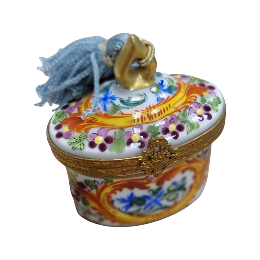 Elegant Yellow Red Limoges Box Porcelain Limoges LIMOGES BOXES traditional French Trinket Box