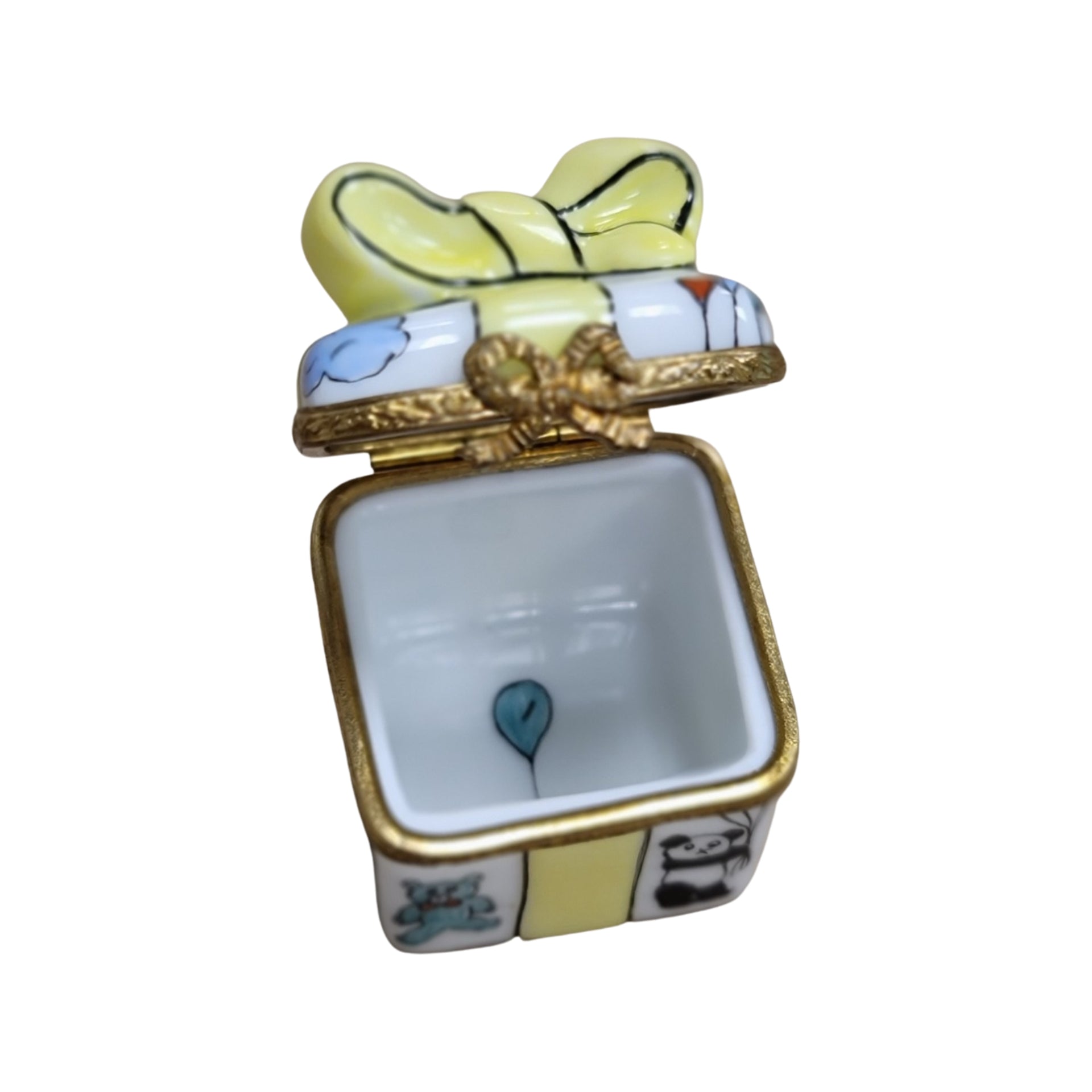 Yellow Ribbon Baby Gift Box Porcelain Limoges Limoges Box special birthday baby French Trinket Box