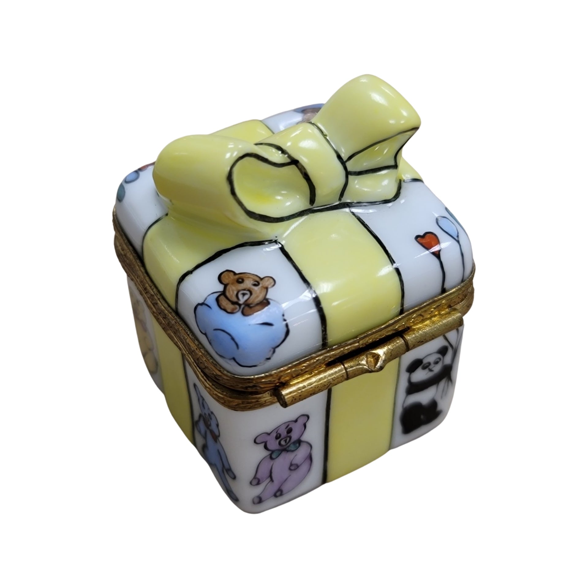 Yellow Ribbon Baby Gift Box Porcelain Limoges Limoges Box special birthday baby French Trinket Box