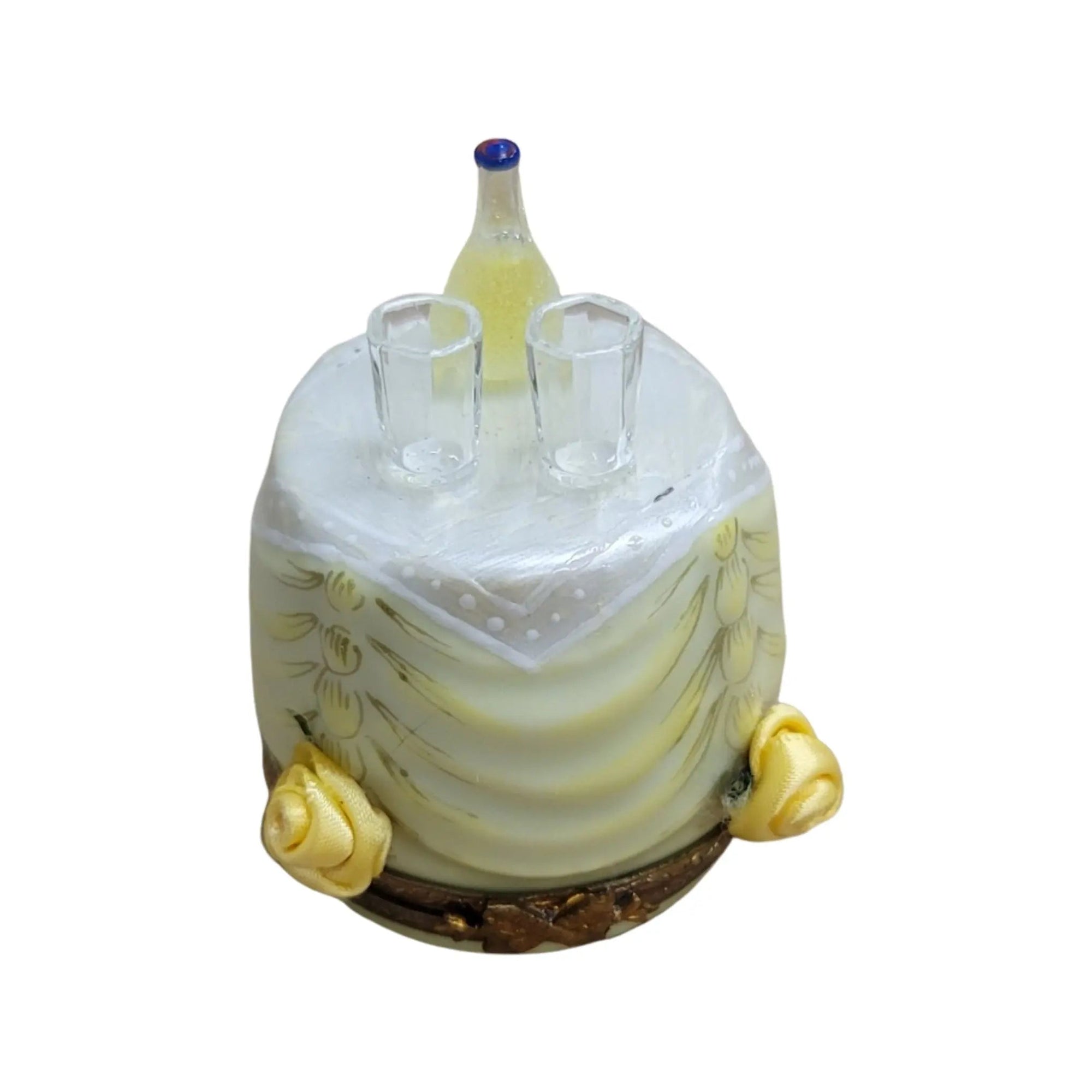 Yellow Rose Champagne Trinket Box Porcelain Limoges traditional wedding special home furniture limoges boxes French Trinket Box