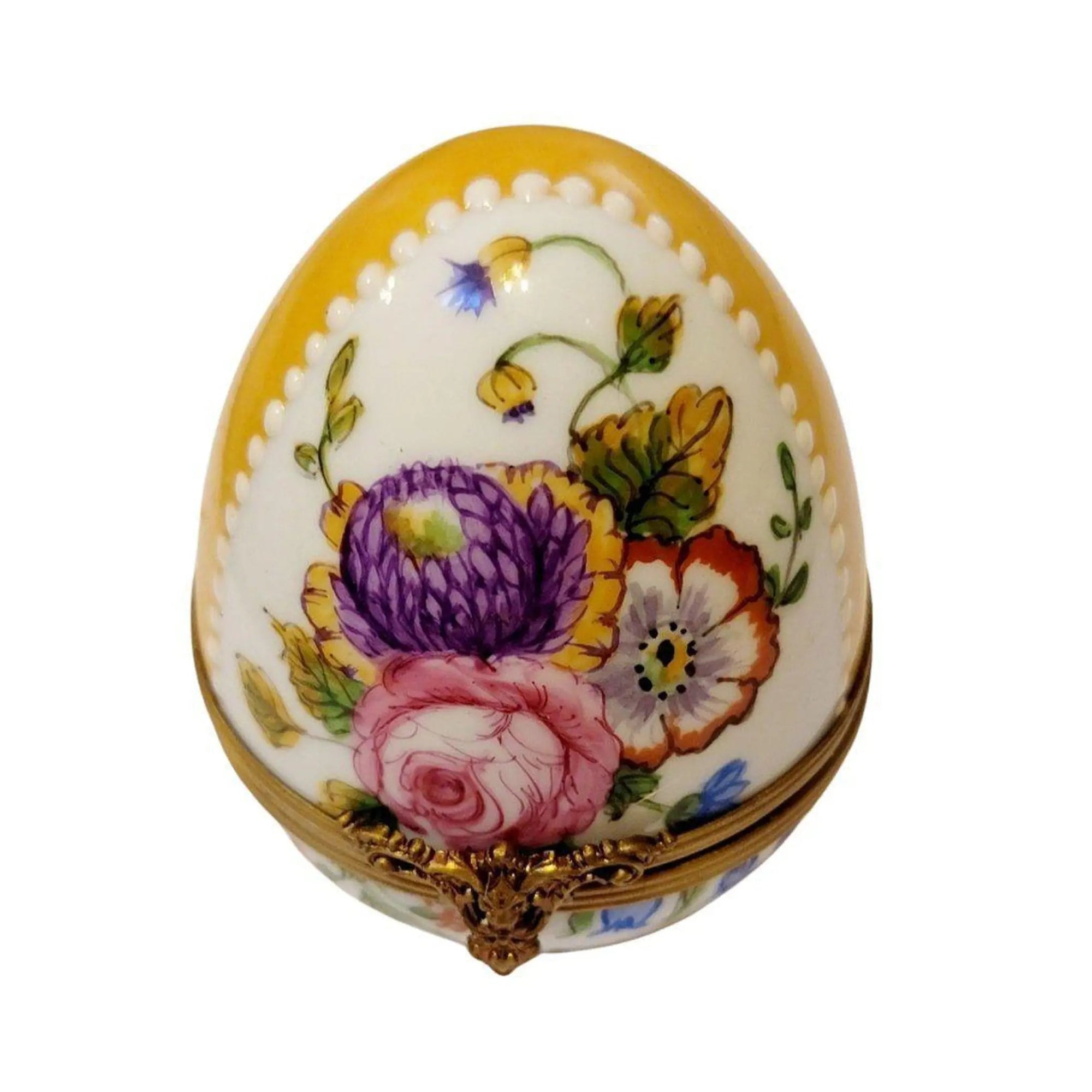 Yellow Rose Enchantment Egg Porcelain Limoges Egg Limoges Boxes traditional French Trinket Box