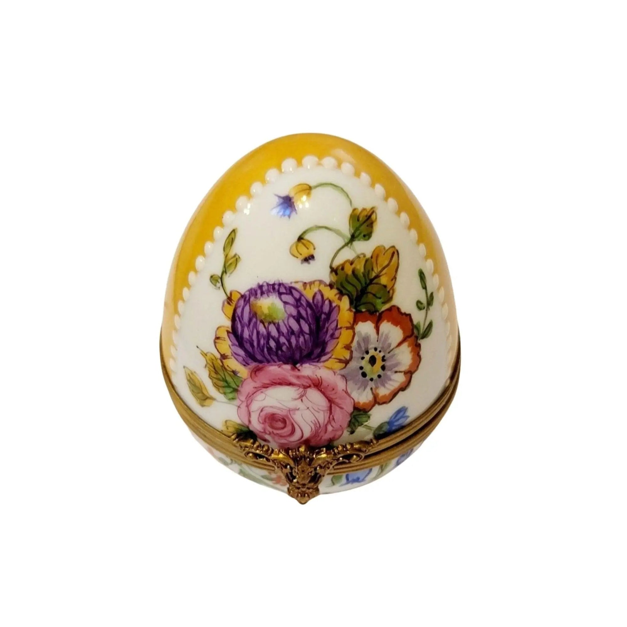 Yellow Rose Enchantment Egg Porcelain Limoges Egg Limoges Boxes traditional French Trinket Box