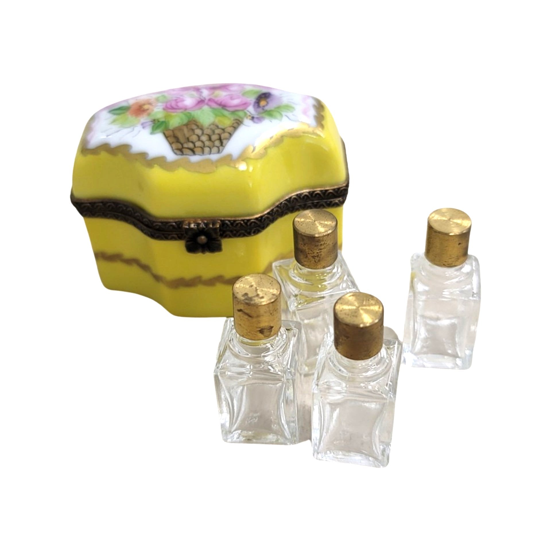 Yellow Rose Porcelain Trinket Box Porcelain Limoges Perfume French Trinket Box