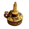 Yellow Roses Candle Stick Box Porcelain Limoges home French Trinket Box