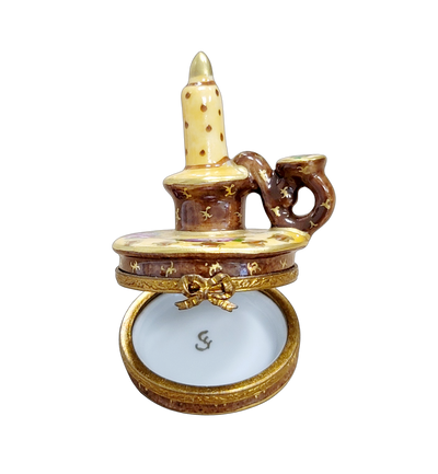 Yellow Roses Candle Stick Box Porcelain Limoges home French Trinket Box
