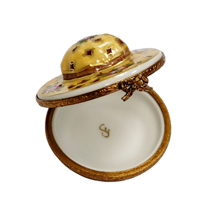 Yellow Roses Hat Limoges Box Porcelain Limoges shoe figurine LIMOGES BOXES French Trinket Box