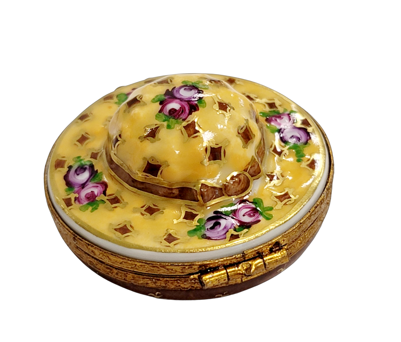 Yellow Roses Hat Limoges Box Porcelain Limoges shoe figurine LIMOGES BOXES French Trinket Box