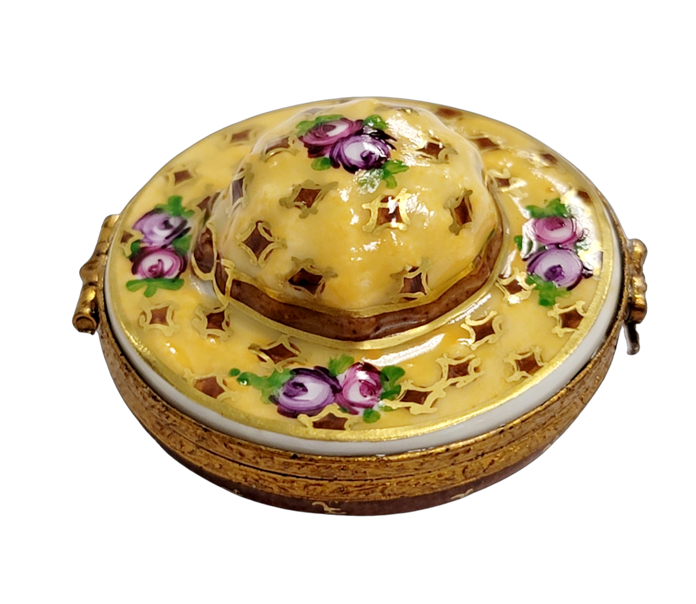 Yellow Roses Hat Limoges Box Porcelain Limoges shoe figurine LIMOGES BOXES French Trinket Box