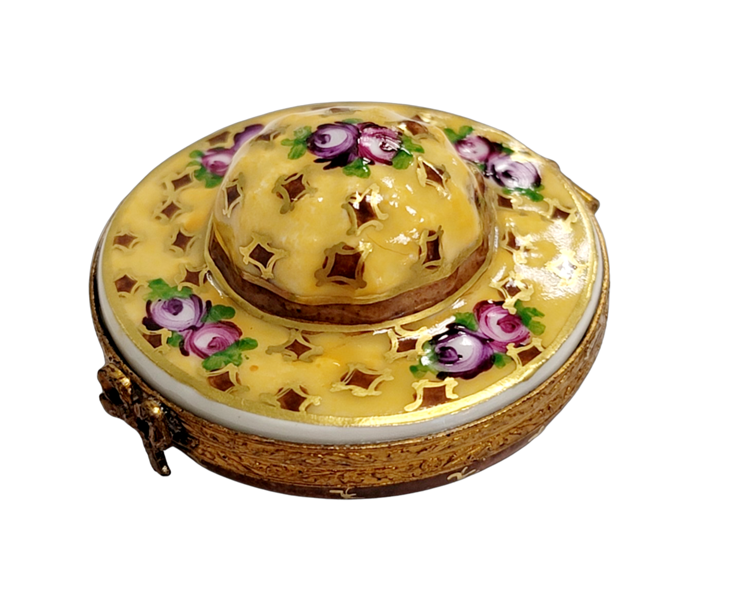 Yellow Roses Hat Limoges Box Porcelain Limoges shoe figurine LIMOGES BOXES French Trinket Box