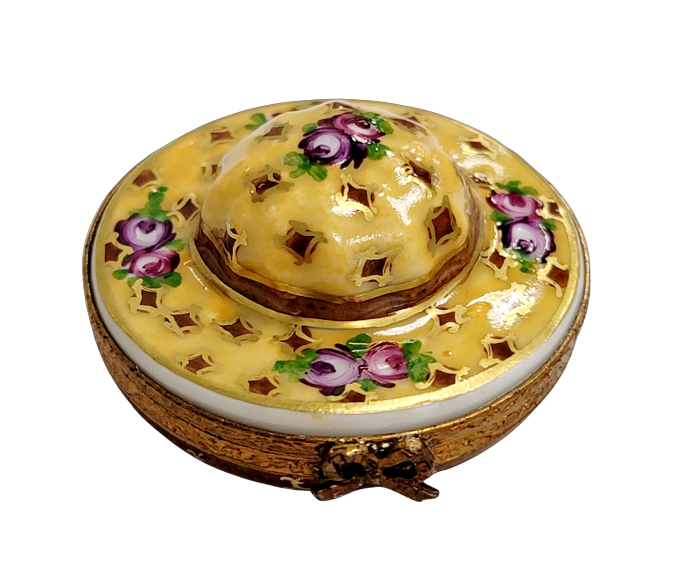 Yellow Roses Hat Limoges Box Porcelain Limoges shoe figurine LIMOGES BOXES French Trinket Box
