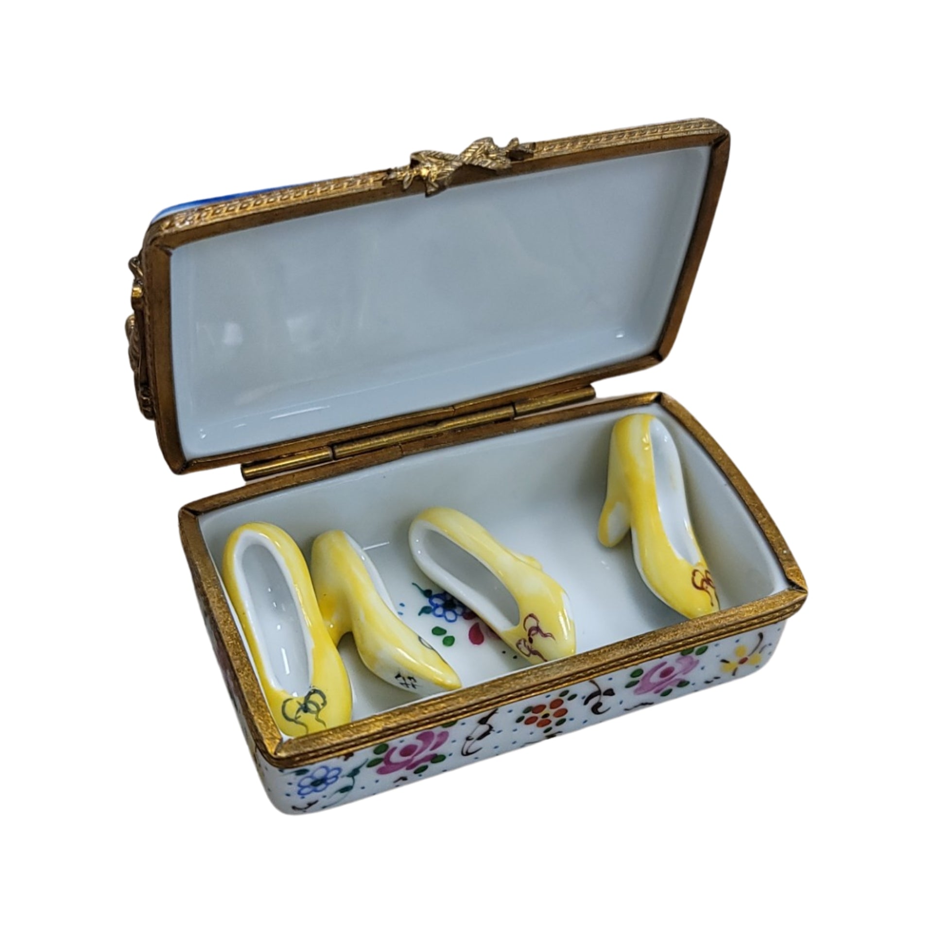Yellow Shoe Flowers Limoges Box Porcelain Limoges Shoes fashion figurine LIMOGES BOXES French Trinket Box
