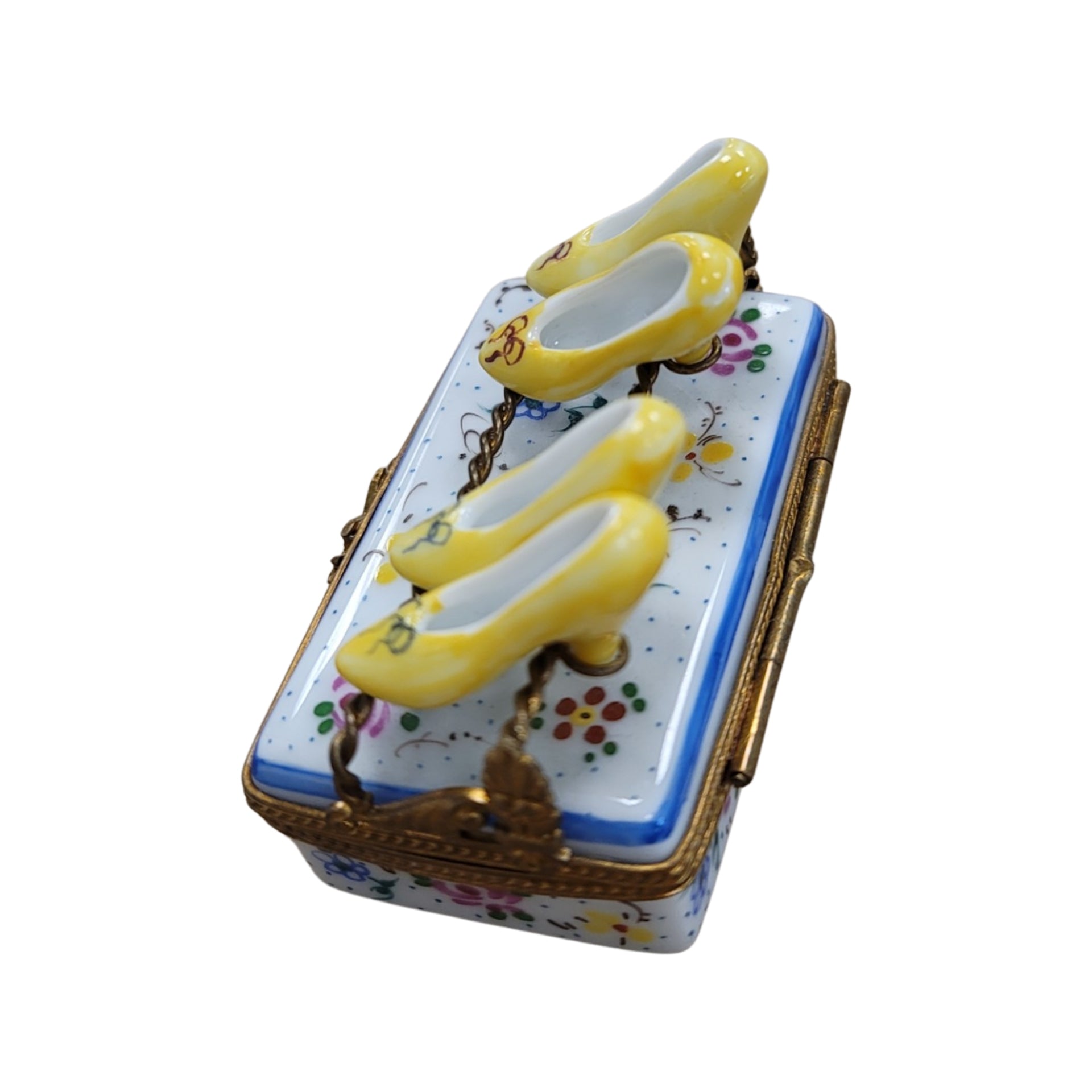 Yellow Shoe Flowers Limoges Box Porcelain Limoges Shoes fashion figurine LIMOGES BOXES French Trinket Box