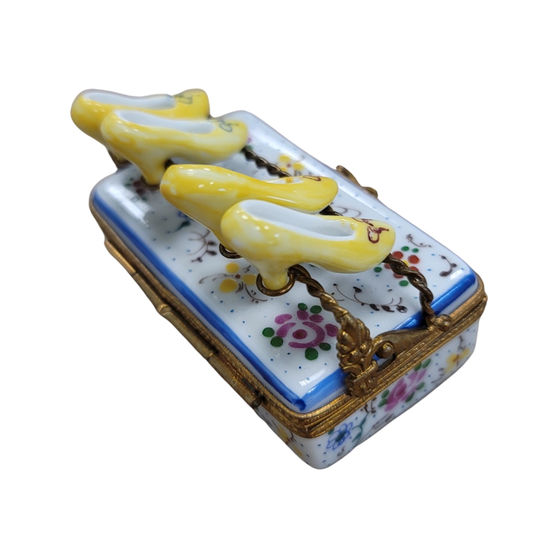 Yellow Shoe Flowers Limoges Box Porcelain Limoges Shoes fashion figurine LIMOGES BOXES French Trinket Box