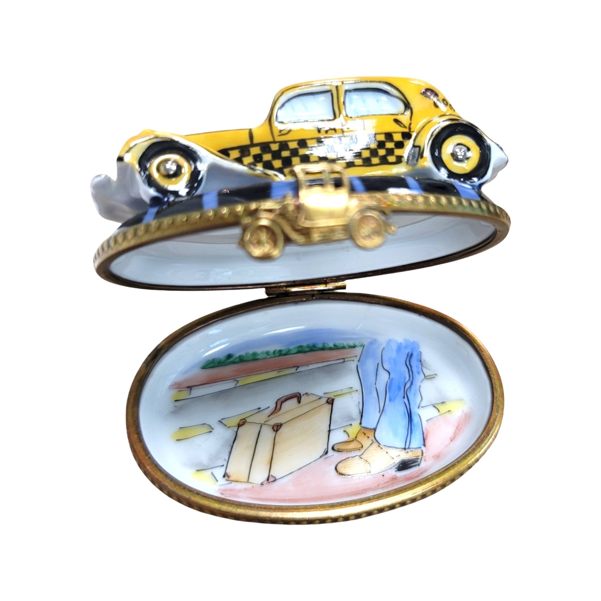 Yellow Taxi Collectible Limoges Box Porcelain Limoges vehicle French Trinket Box