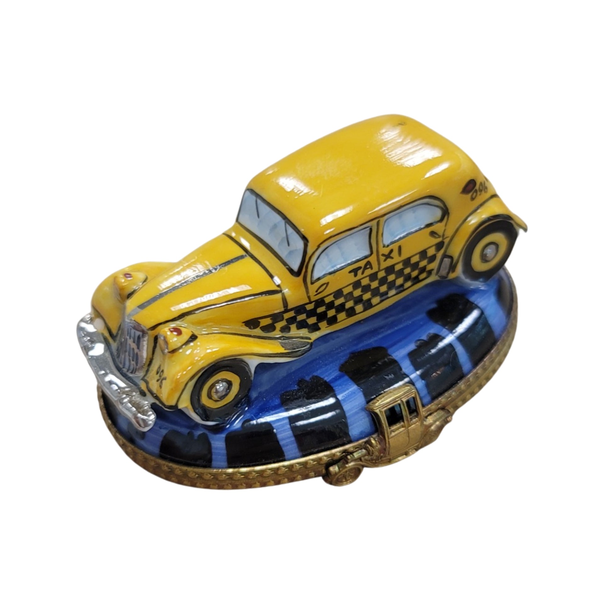 Yellow Taxi Collectible Limoges Box Porcelain Limoges vehicle French Trinket Box