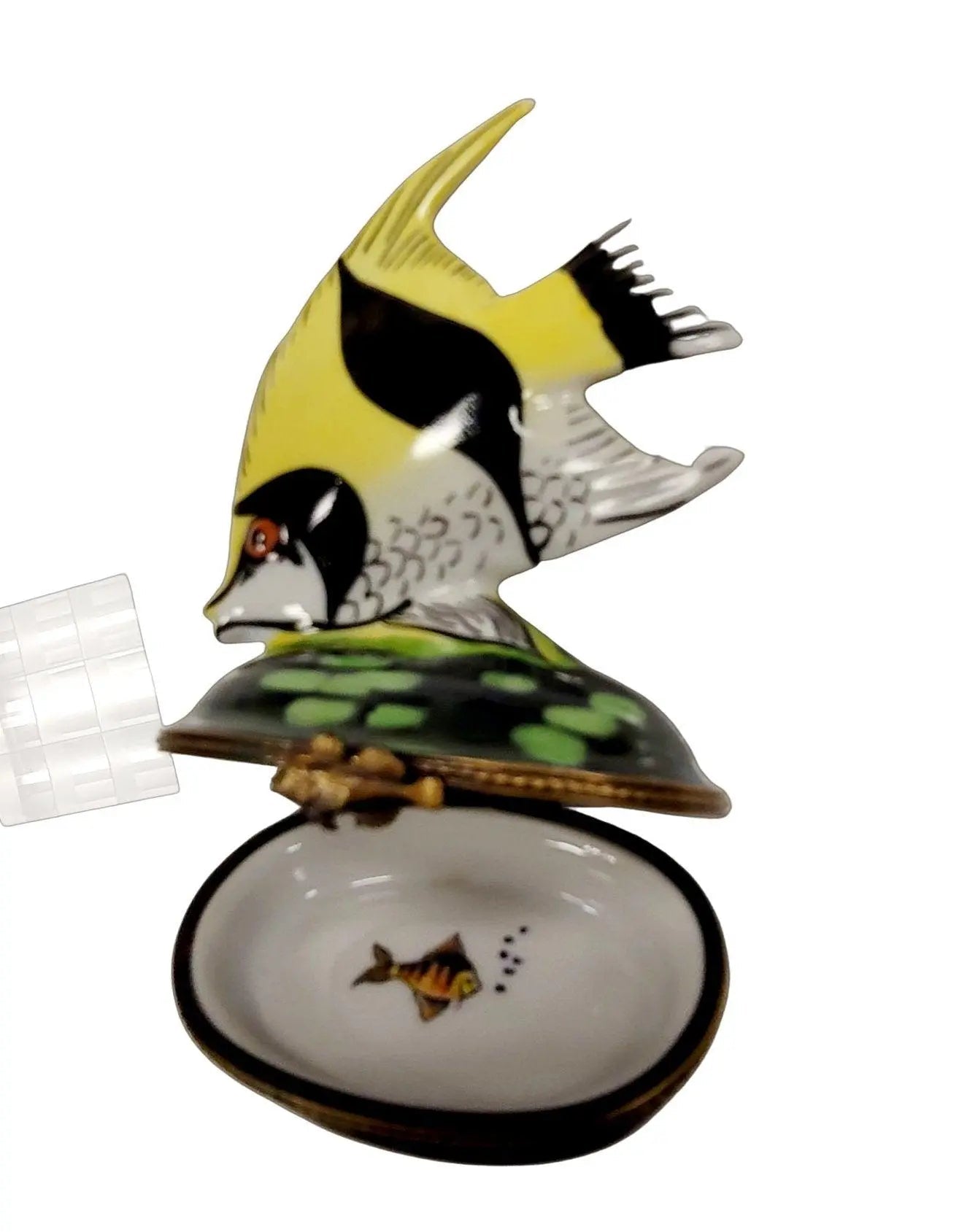 Retired Yellow Tropical Fish Box Porcelain Limoges fish ocean beach LIMOGES BOXES French Trinket Box