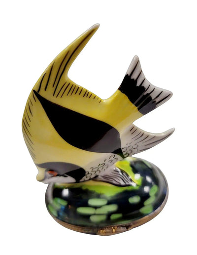 Retired Yellow Tropical Fish Box Porcelain Limoges fish ocean beach LIMOGES BOXES French Trinket Box