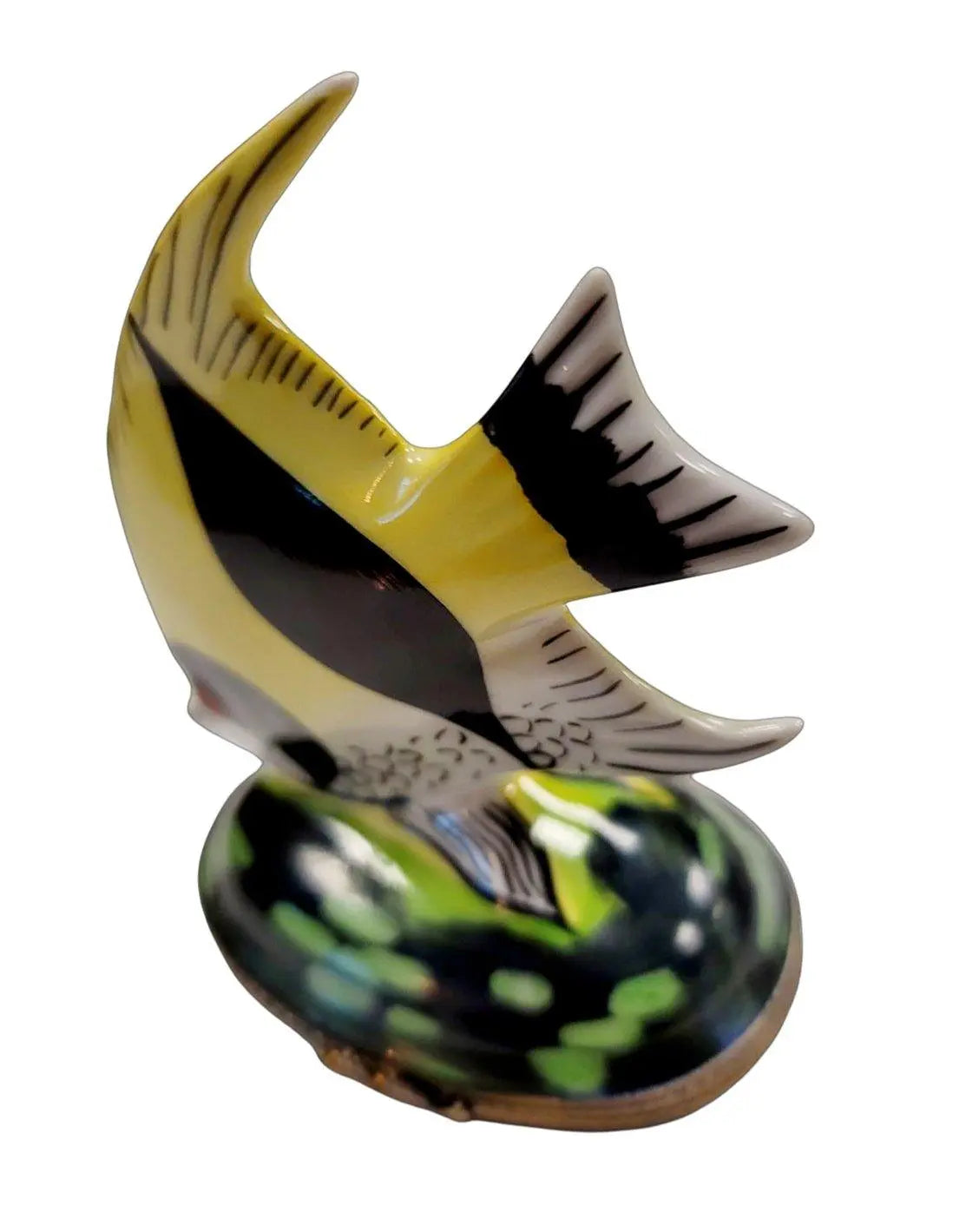 Retired Yellow Tropical Fish Box Porcelain Limoges fish ocean beach LIMOGES BOXES French Trinket Box