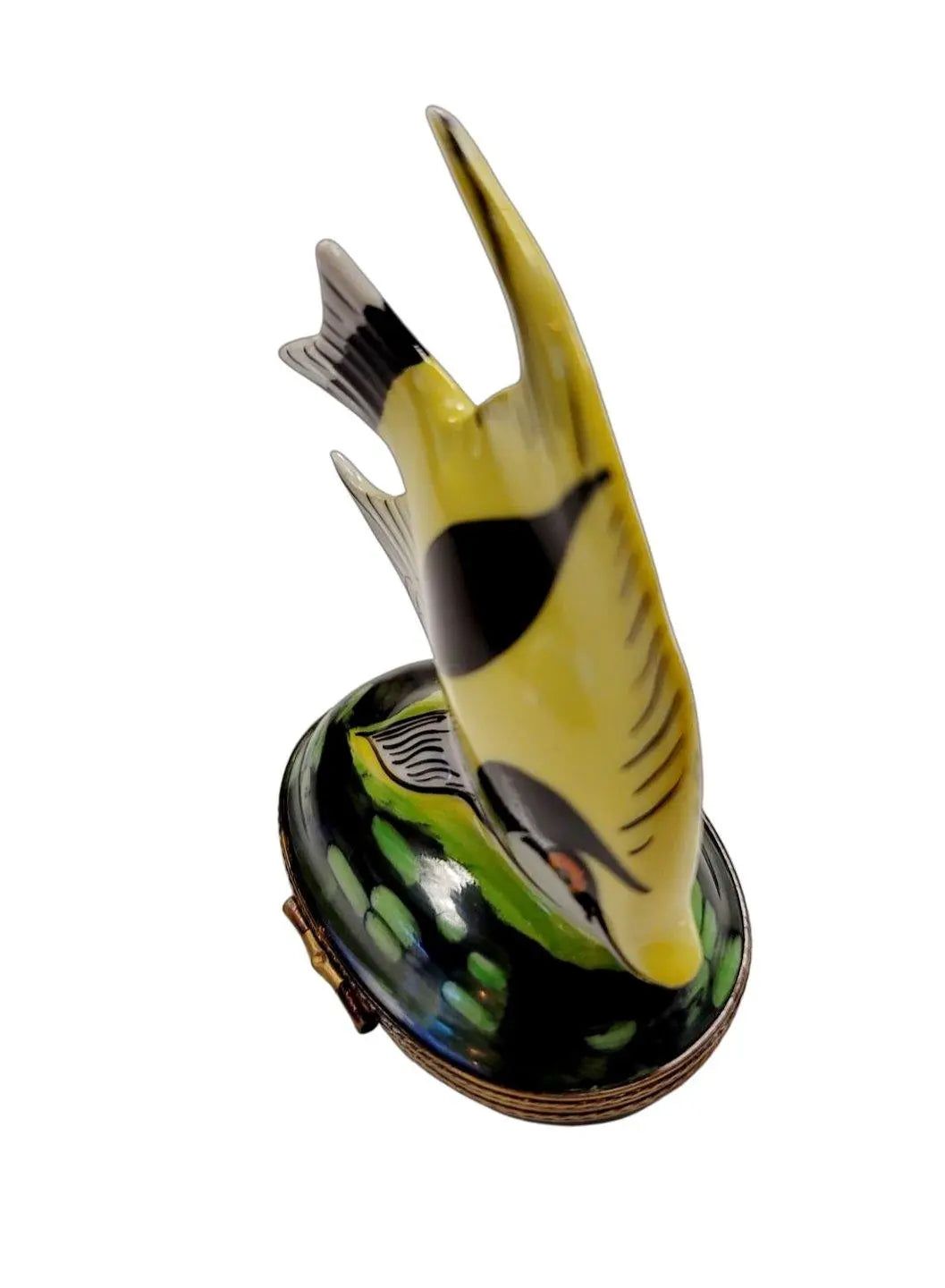 Retired Yellow Tropical Fish Box Porcelain Limoges fish ocean beach LIMOGES BOXES French Trinket Box