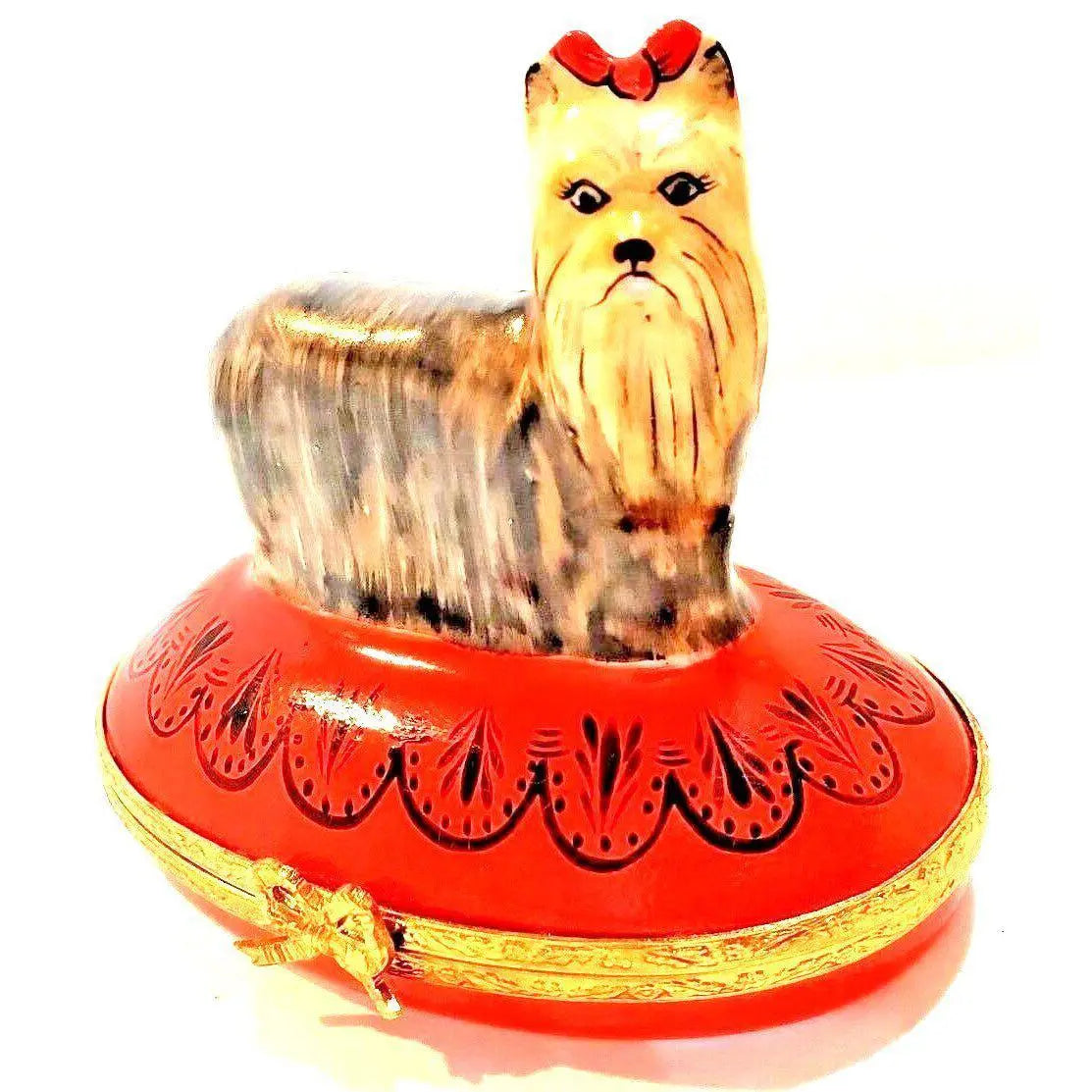 Yorkshire Dog Terrier Yorkie Artoria Porcelain Limoges dog dogs French Trinket Box