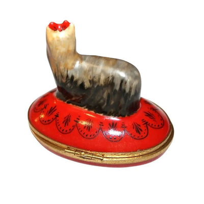 Yorkshire Dog Terrier Yorkie Artoria Porcelain Limoges dog dogs French Trinket Box