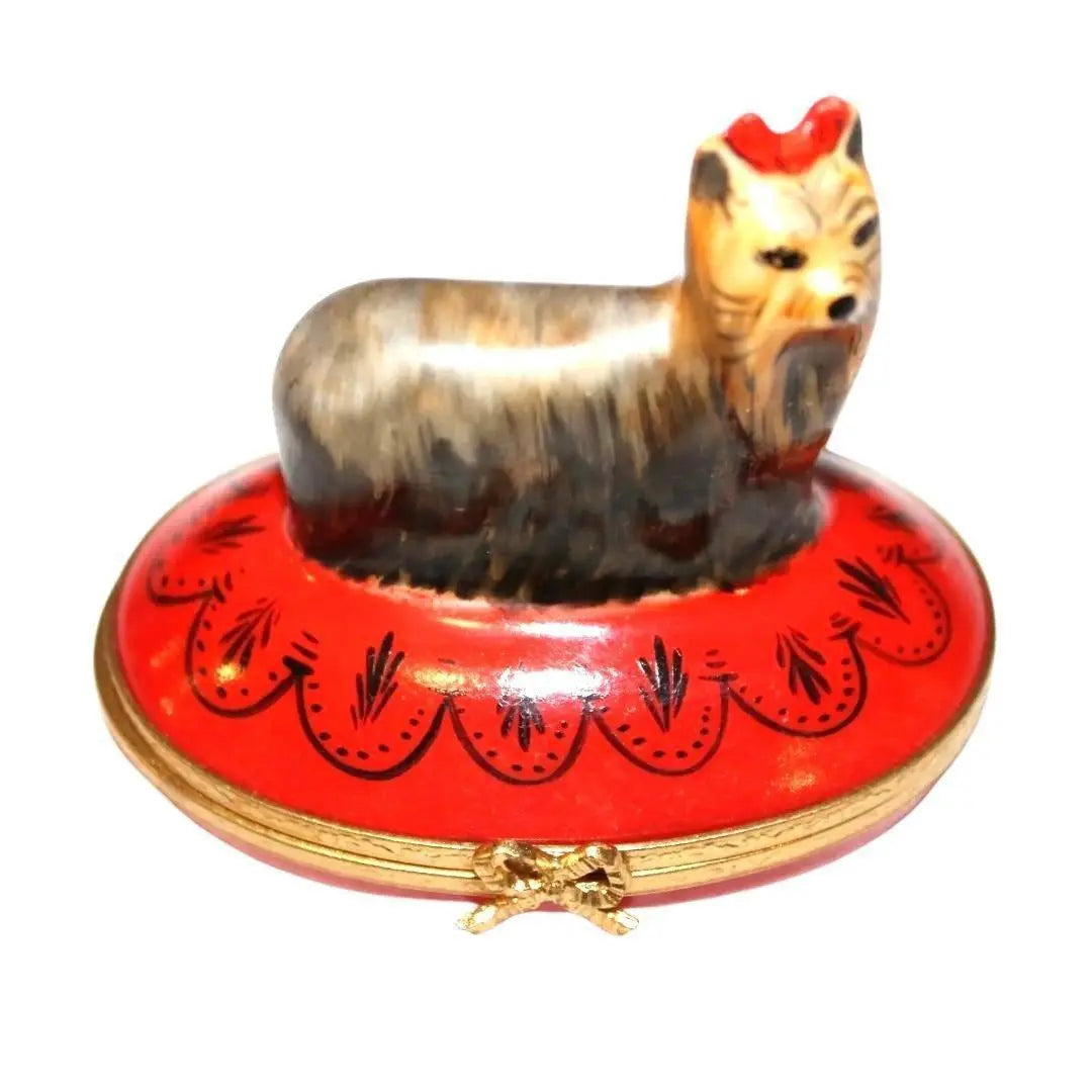 Yorkshire Dog Terrier Yorkie Artoria Porcelain Limoges dog dogs French Trinket Box