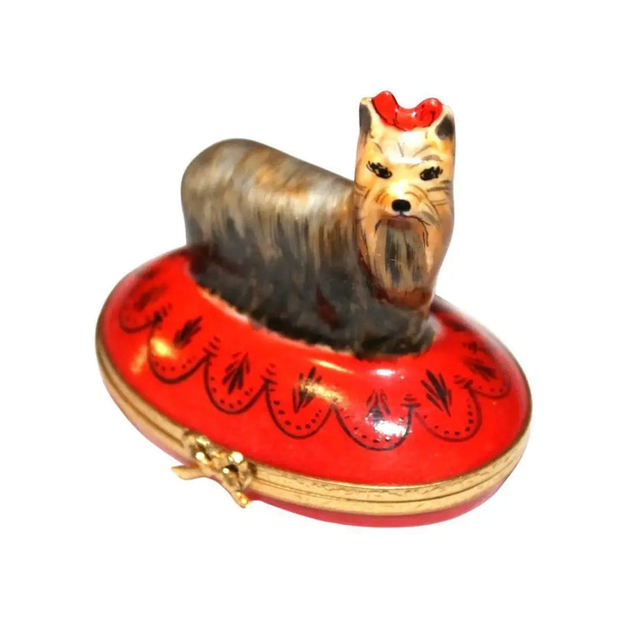 Yorkshire Dog Terrier Yorkie Artoria Porcelain Limoges dog dogs French Trinket Box