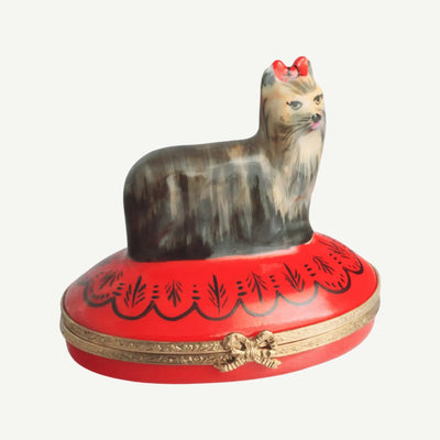 Yorkshire Terrier Porcelain Limoges dog dogs French Trinket Box