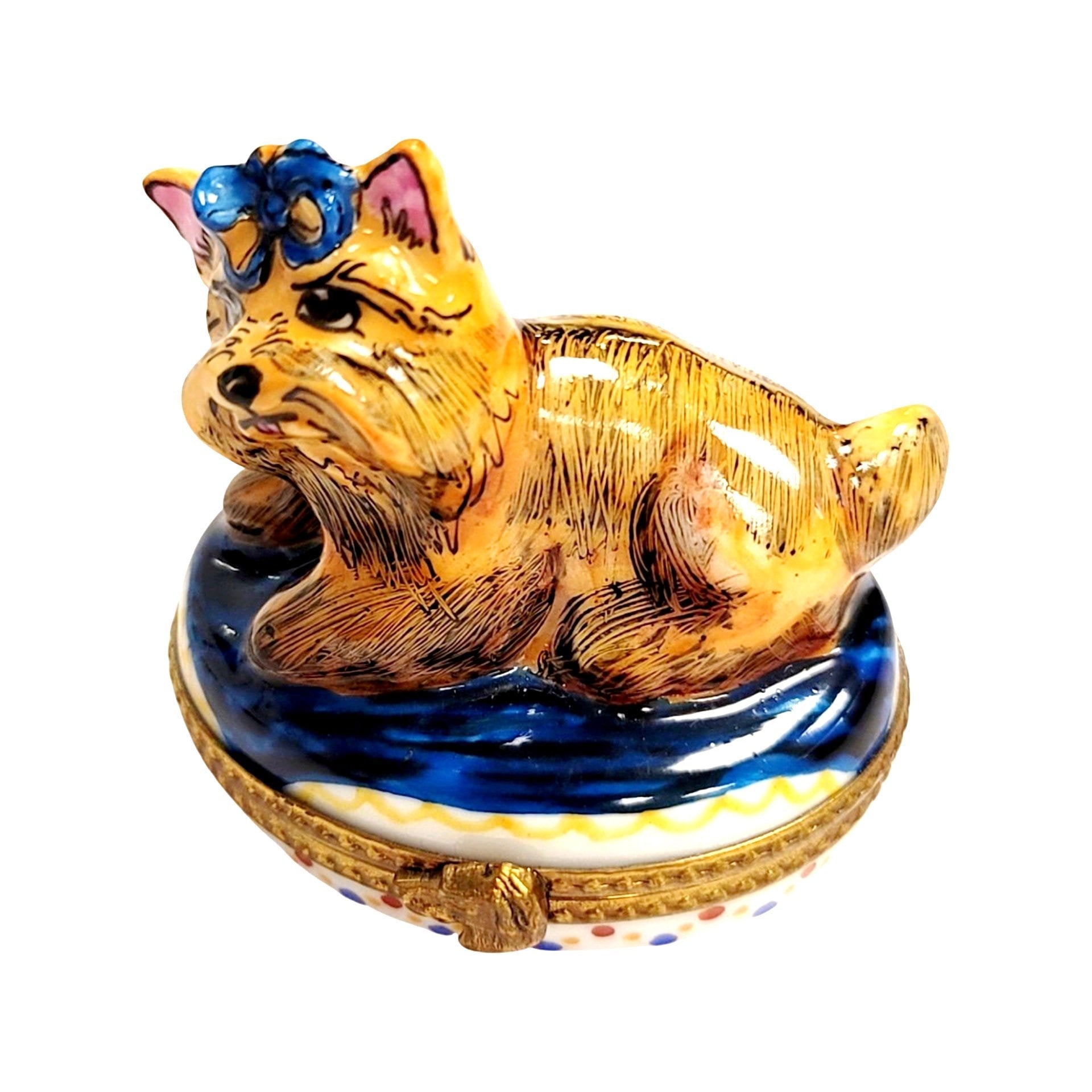 Yorkshire Terrier Limoges Box Porcelain Limoges dog French Trinket Box