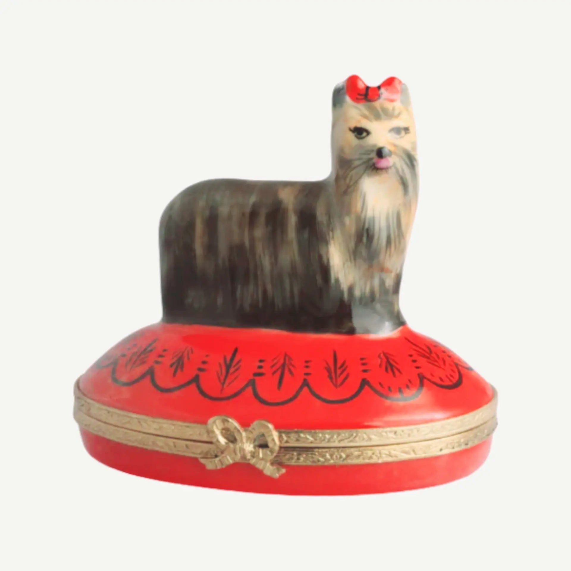 Yorkshire Terrier Porcelain Limoges dog dogs French Trinket Box